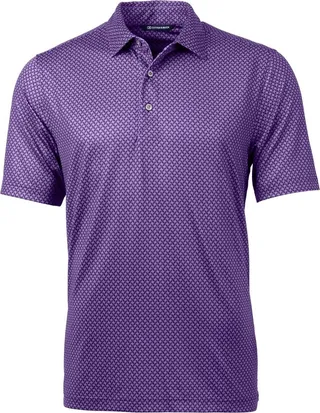 Cutter & Buck Pike Banner Print Stretch Men's Big & Tall Polo Shirt - College Purple - LT