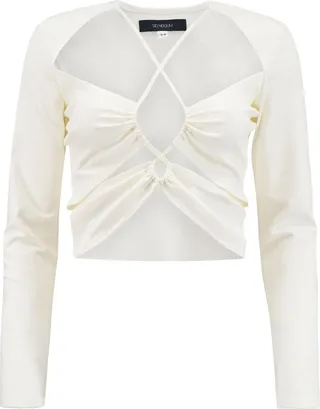 Viscose jersey crisscross cutout top
