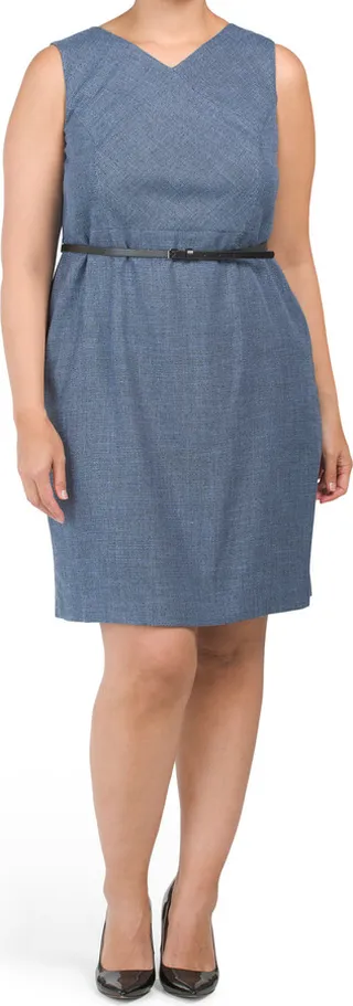 Plus Belted Mini Dress