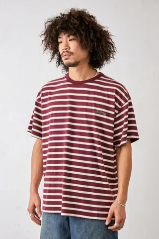BDG Burgundy Breton Short Sleeve Stripe Tee