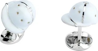 Deakin & Francis - Deakin & Francis Sterling Silver White Enamel Polo Helmet Cufflinks