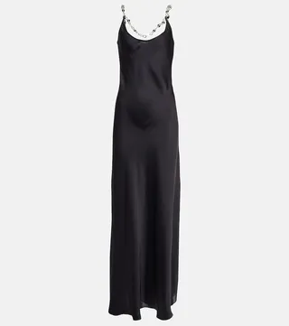 Chain-trimmed gown