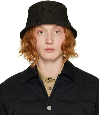 Bottega Veneta Black Intreccio Bucket Hat