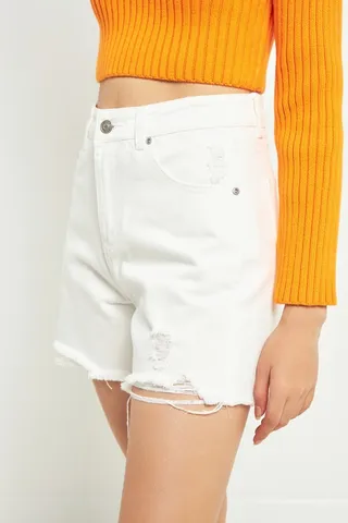 Women's Destroyed Hem Denim Shorts