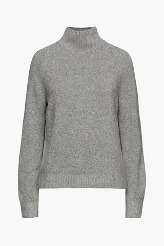 Mélange cotton-blend turtleneck sweater