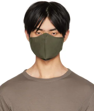 Rick Owens Green Poplin Face Mask