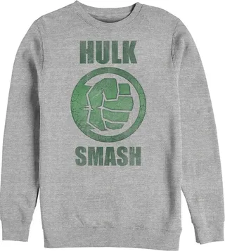 Men's Marvel Hulk Smash Sweatshirt - Athletic Heather - 2X Large