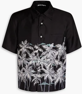 Printed silk-twill shirt