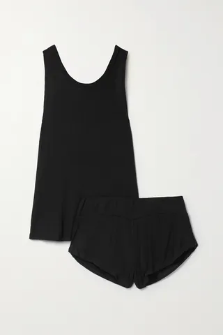 Eberjey - Elon Ribbed Stretch-jersey Tank And Shorts Set - Black