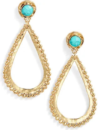 Bibou Turquoise Cabochon Teardrop Earrings