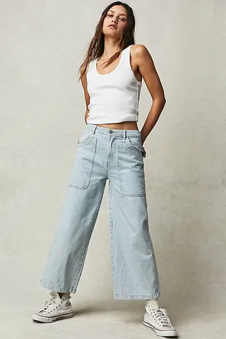 Piper Mid-Rise Crop Wide-Leg Jeans by We The Free at Free People