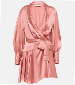 Silk satin wrap minidress