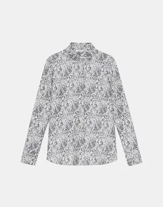 Frost Silk Twill Button Front Blouse