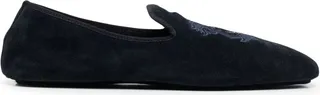 Logo-Embroidered Velvet Slippers