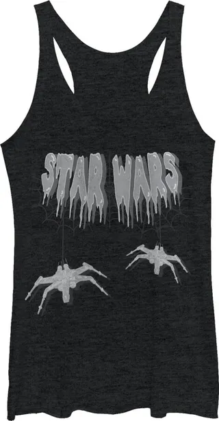 Women's Star Wars X-Wing Halloween Spiders Racerback Tank Top - Black Heather - X Large