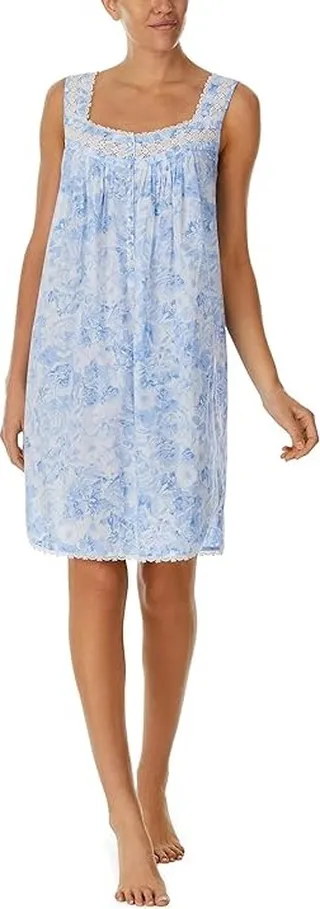 Eileen West Sleeveless Chemise (Blue Roses) Women's Pajama