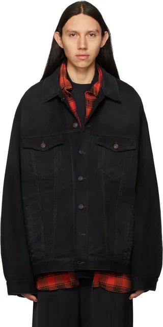 Balenciaga Black Hand Drawn BB Denim Jacket