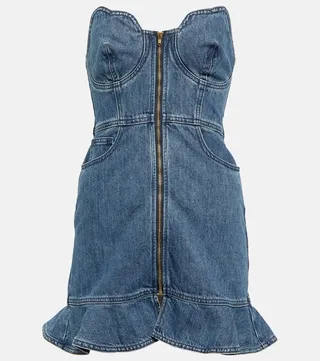 Zip-up denim minidress