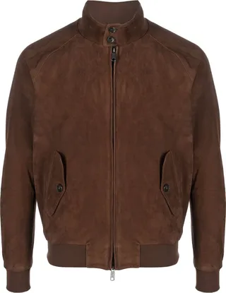 Zip-Up Suede Leather Jacket