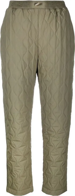 Quilted-Finish Straight Trousers