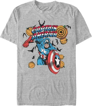 Men's Marvel Halloween Spooky Captain America T-Shirt - Athletic Heather - 2X Large