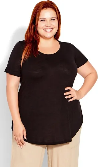 EVANS | Women's Plus Size Slub Tee - black - 18W