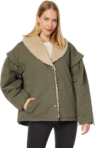 Lucky Brand Quilted Bomber Jacket (Dark Olive) Women's Coat