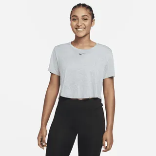 Nike Women's Dri-FIT One Standard Fit Short-Sleeve Cropped Top in Grey