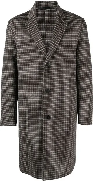 Checked Wool-Cashmere Blend Single-Breasted Coat