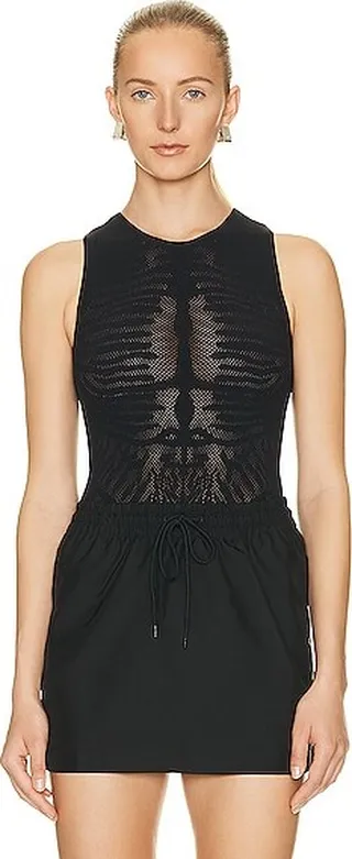 Wolford Zebra Net String Bodysuit in Black