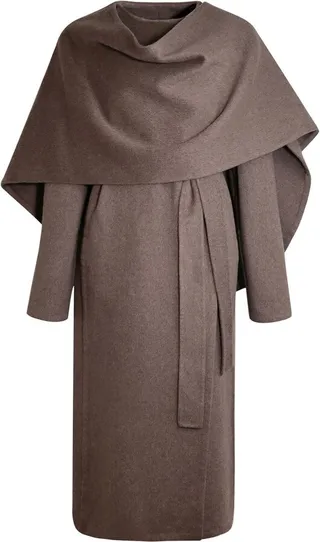 Attached-Cape Wool Coat