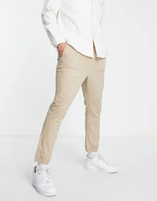 ASOS DESIGN tapered chino sweatpants in beige