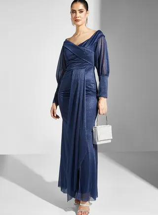 Off Shoulder Dress With Draping