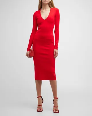 VB Body Deep V Midi Dress