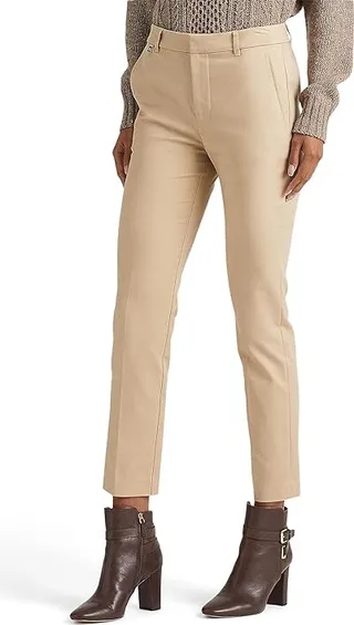 LAUREN Ralph Lauren Stretch Cotton Cropped Pants (Birch Tan) Women's Casual Pants