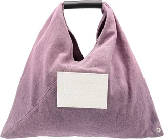 Cotton handbag with logo label on the front