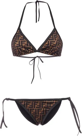 Fendi Logo Print Bikini Set