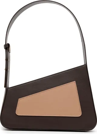 Two-Tone Faux Leather Shoulder Bag