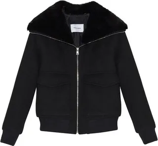 Cashmere jacket with fur collar
