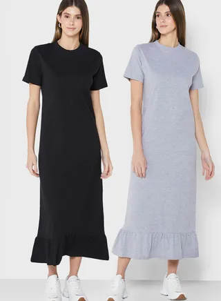 Tiered Hem Midi Dress