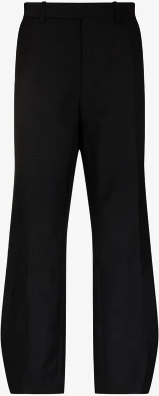 X Kamil Abbas X Browns Focus Black Embroidered Wide Leg Trousers