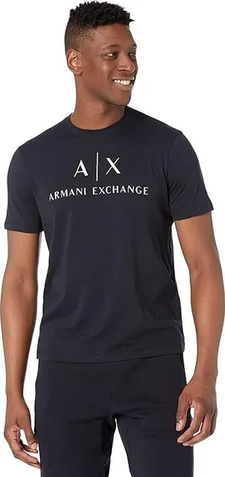 Armani Exchange Logo Printed Tee (Navy) Men's Clothing