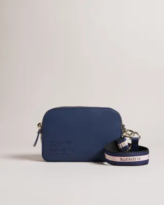 Branded Webbing Camera Bag in Navy
