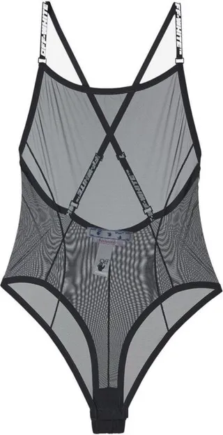 Off-White Logo Strap Sleeveless Mesh Bodysuit