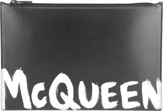 Leather Clutch Bag With Contrasting Logo