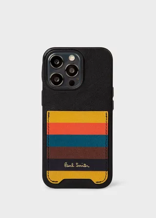 Native Union x Paul Smith- iPhone 13 Pro Leather Case with 'Artist Stripe' Pocket