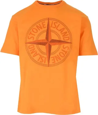 Stone Island Logo Embroidered Crewneck T-Shirt