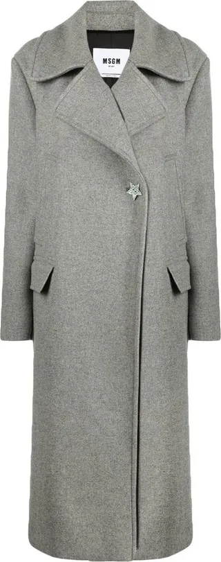 Star-Button Midi Coat