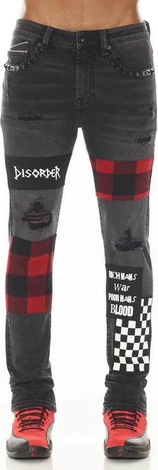 Cult of Individuality Punk Super Skinny In Plaid - Black