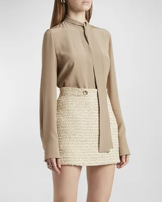 Neck-Tie Silk Georgette Blouse